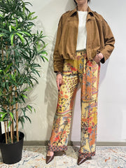 Dixie - Pantalone palazzo in satin stampa fiori