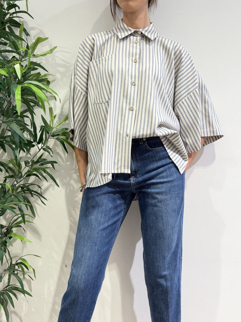 Imperial - Camicia over righe panna e celeste