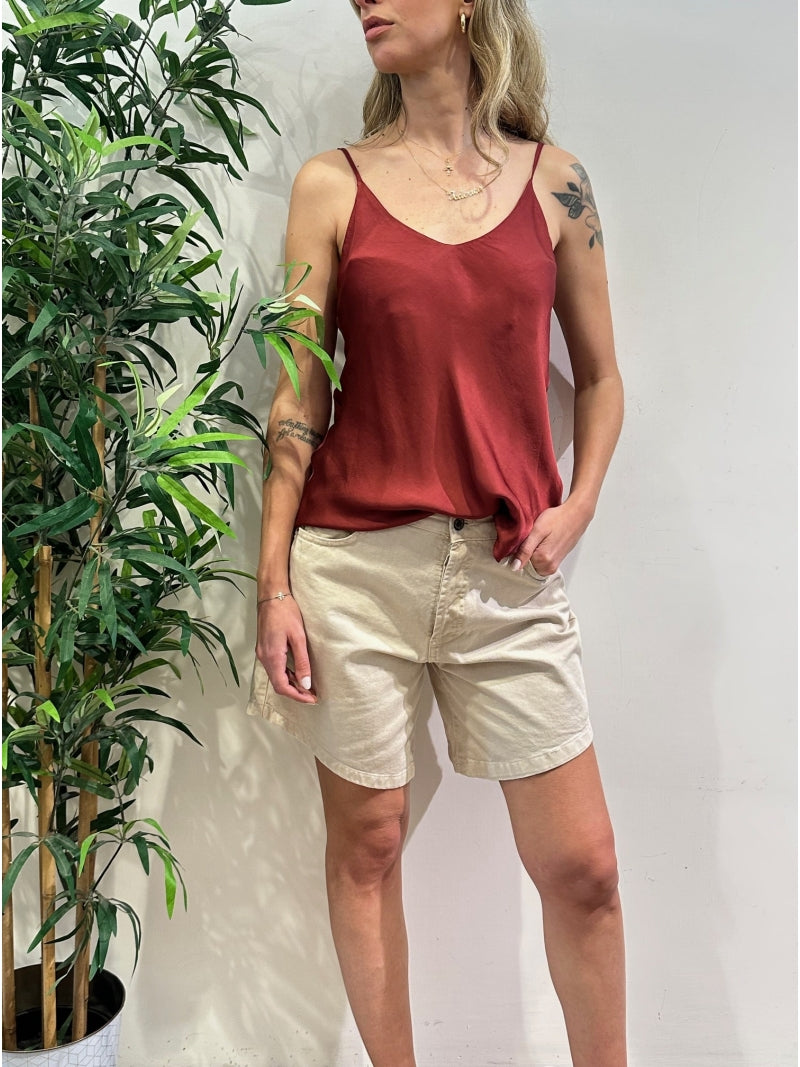 Haveone - Top in satin bretelle bordeaux