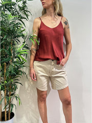 Haveone - Top in satin bretelle bordeaux