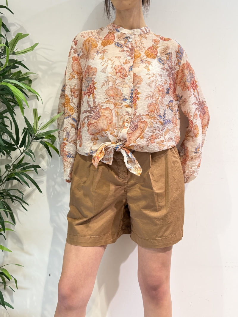 Dixie - Camicia in mussola fantasia floreale panna