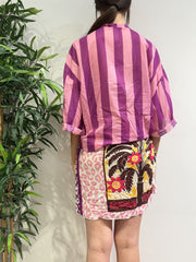 Tensione In - Camicia in mussola righe rosa e viola