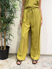 Dixie - Coordinato top asimmetrico e pantalone olio