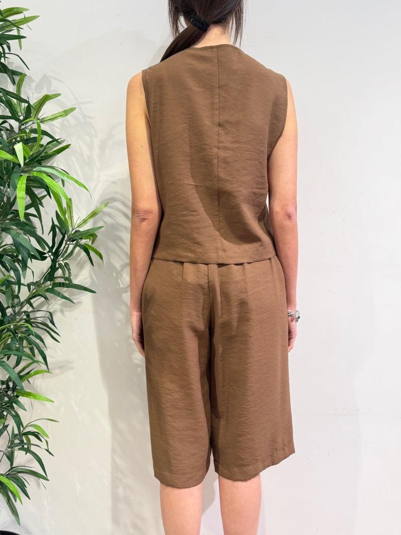 Haveone - Gilet due bottoni asimmetrico moro
