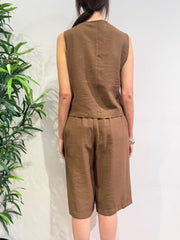 Haveone - Gilet due bottoni asimmetrico moro