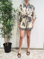 Haveone - Camicia fantasia palme panna e nera