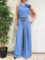 Imperial - Completo con top e pantalone palazzo azzurro
