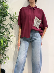 Dixie - Camicia tasca con paillettes bordeaux