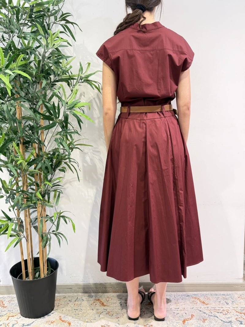 Motel - Vestito chemisier mezza manica bordeaux