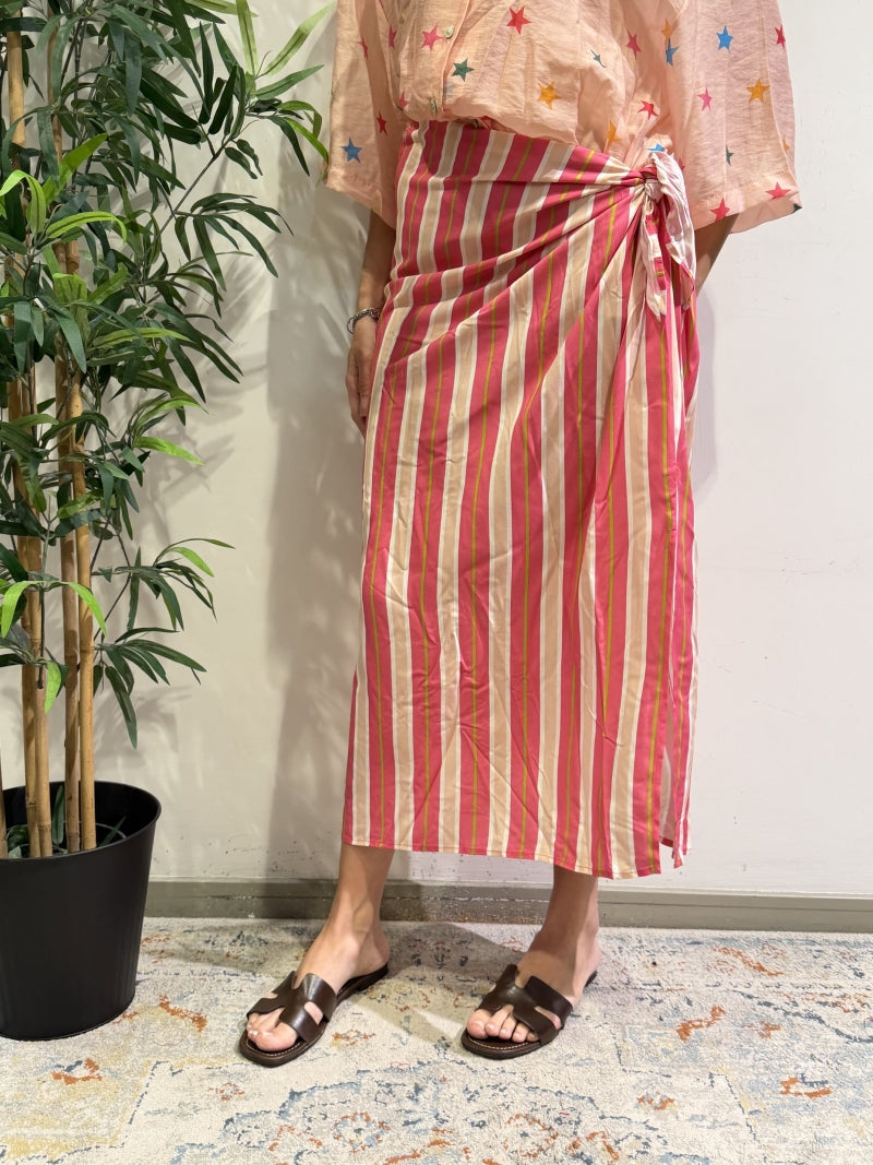 Tensione In - Gonna pareo righe fucsia e cipria