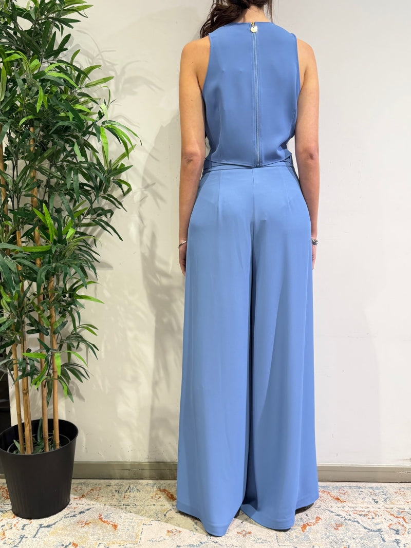 Imperial - Completo con top e pantalone palazzo azzurro