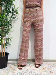 Tensione In - Pantalone fantasia jacquard rosa