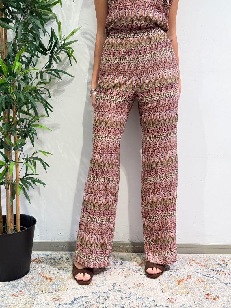 Tensione In - Pantalone fantasia jacquard rosa