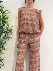 Tensione In - Top fantasia jacquard rosa