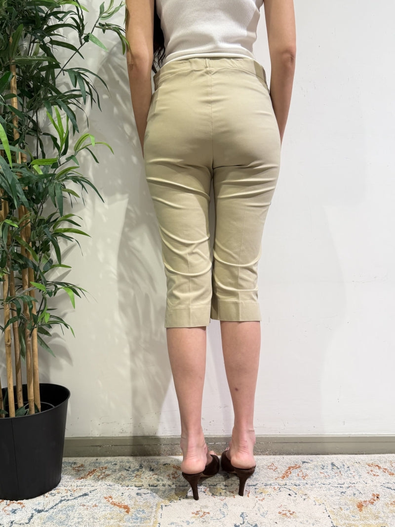 Tensione In - Pantalone capri elastico in vita beige