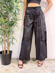 Tensione In - Pantalone cargo in popeline nero