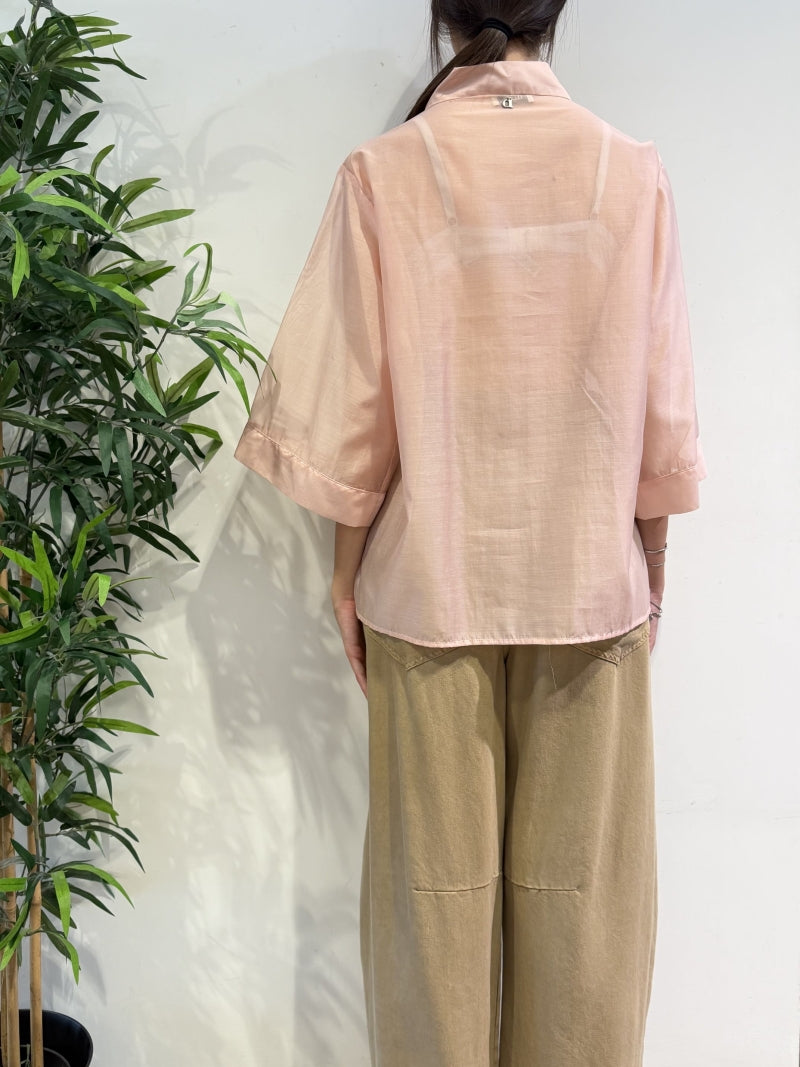 Dixie - Camicia con fascia in paillettes rosa