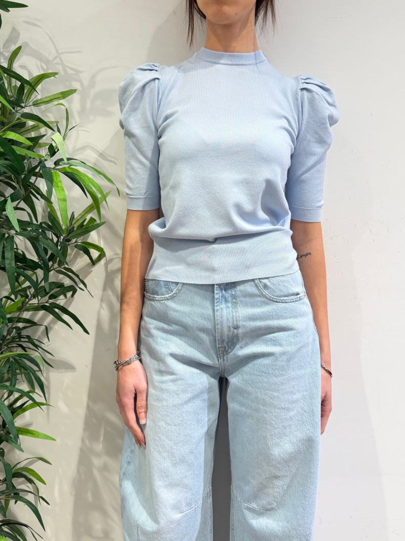 Haveone - Maglia manica a sbuffo celeste
