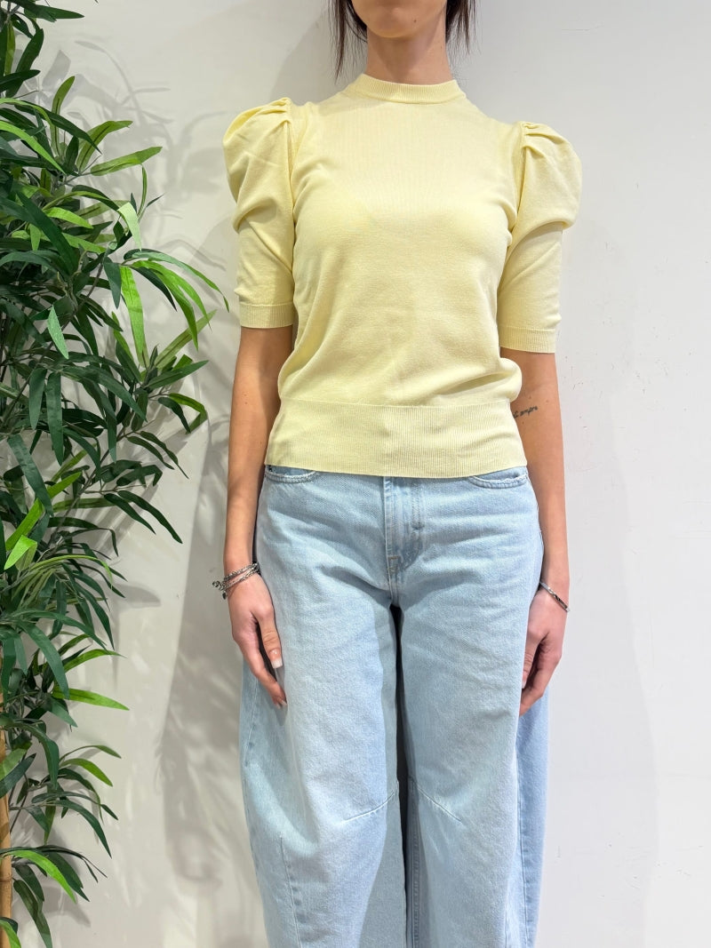 Haveone - Maglia manica a sbuffo paglierino