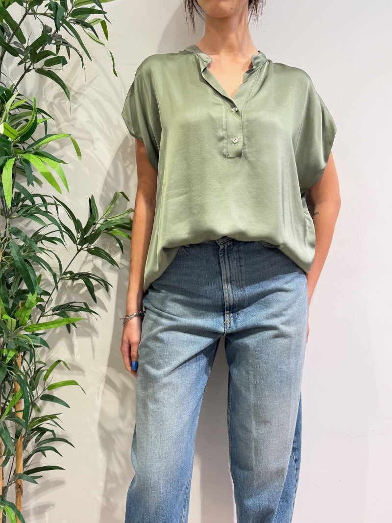 Motel - Blusa in satin militare