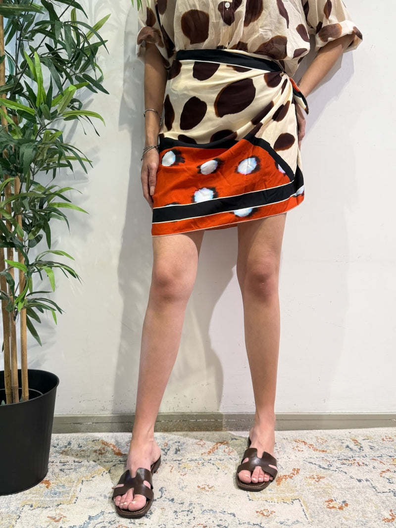 Tensione In - Gonna corta pareo beige e moro