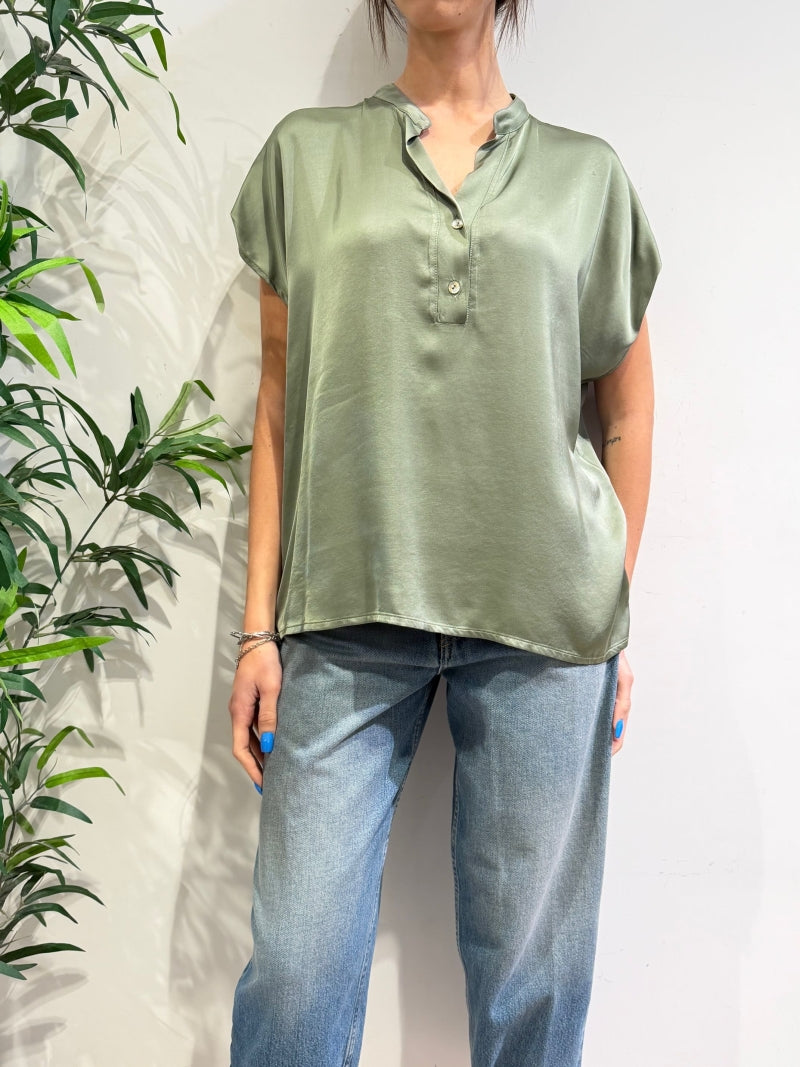 Motel - Blusa in satin militare