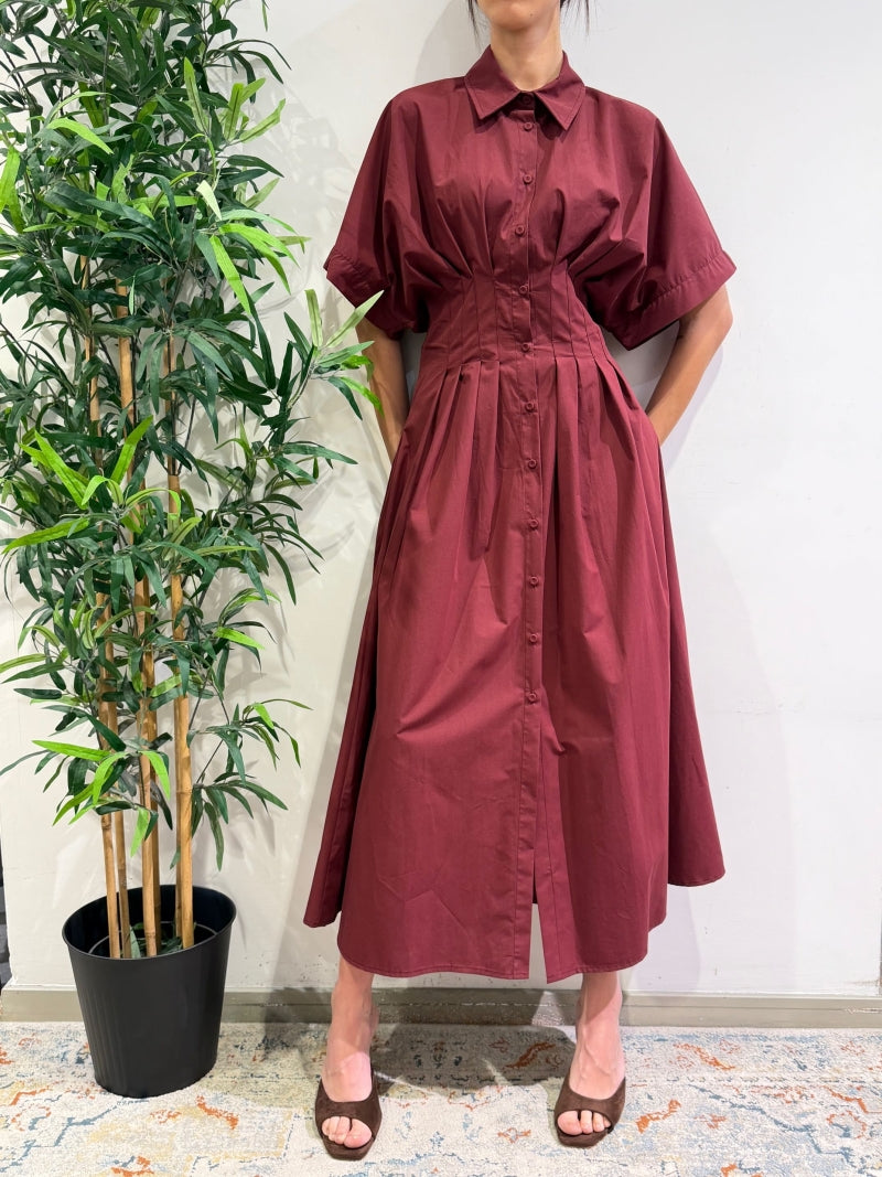 Tensione In - Vestito chemisier con pinces bordeaux