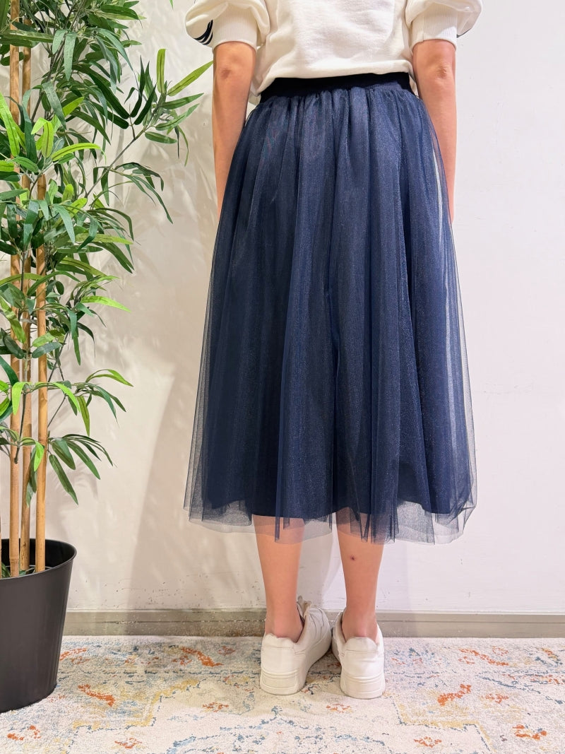 Motel - Gonna in tulle con bande laterali blu