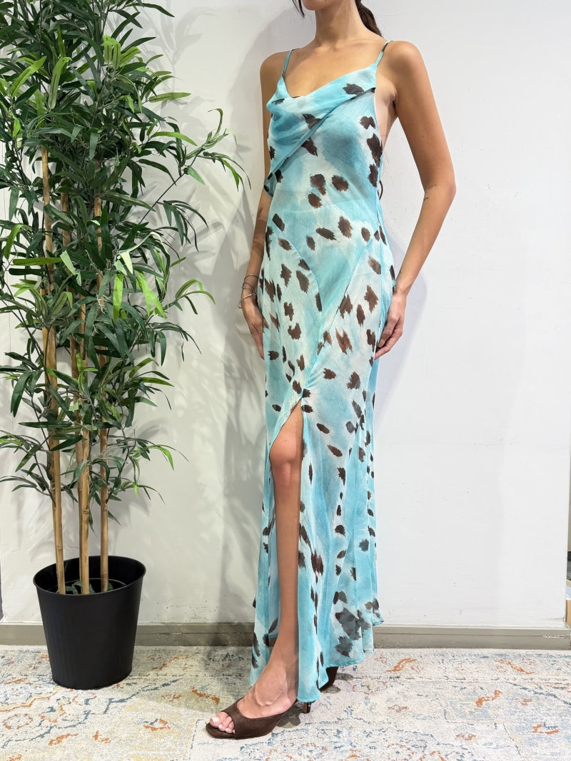 Tensione In - Vestito georgette fantasia acqua e moro