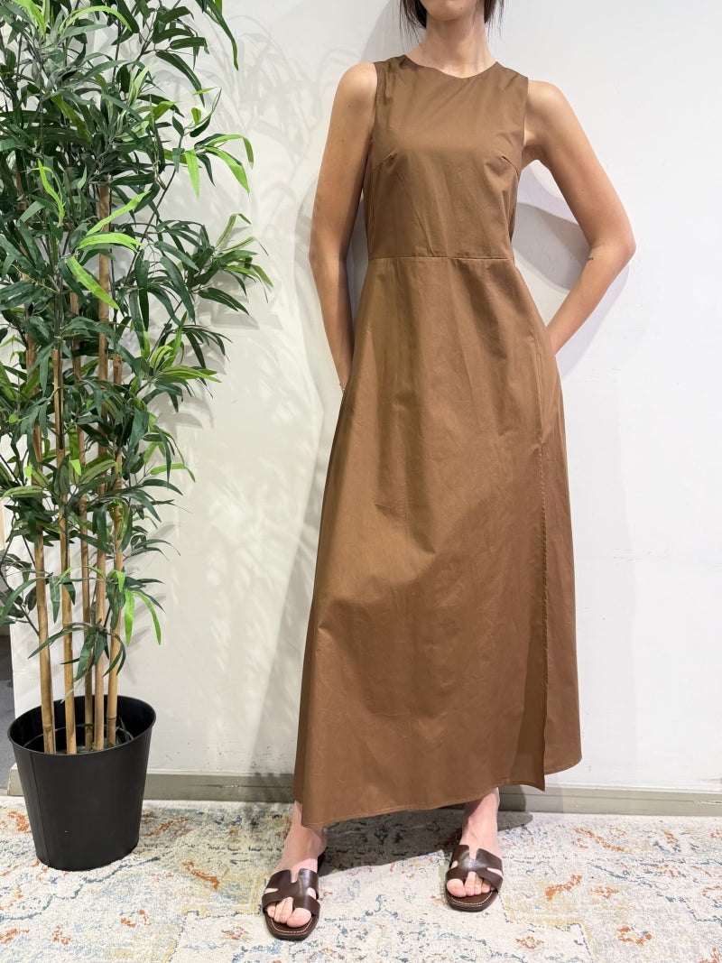 Vicolo - Vestito spacco laterale tabacco