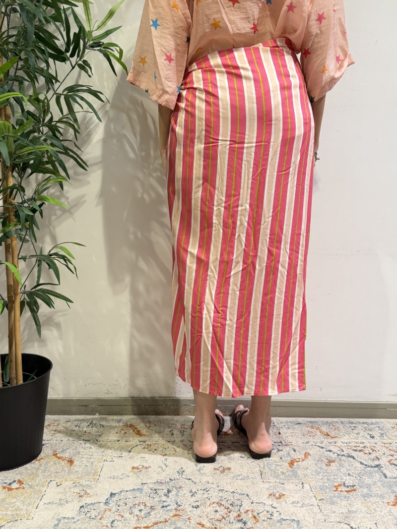 Tensione In - Gonna pareo righe fucsia e cipria