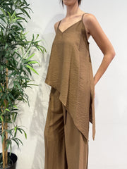 Dixie - Coordinato top asimmetrico e pantalone tabacco