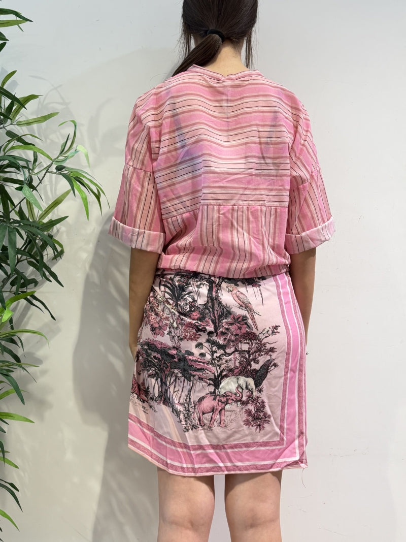 Tensione In - Camicia in mussola righe rosa e bianca