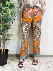 Haveone - Pantalone fantasia zebra arancione