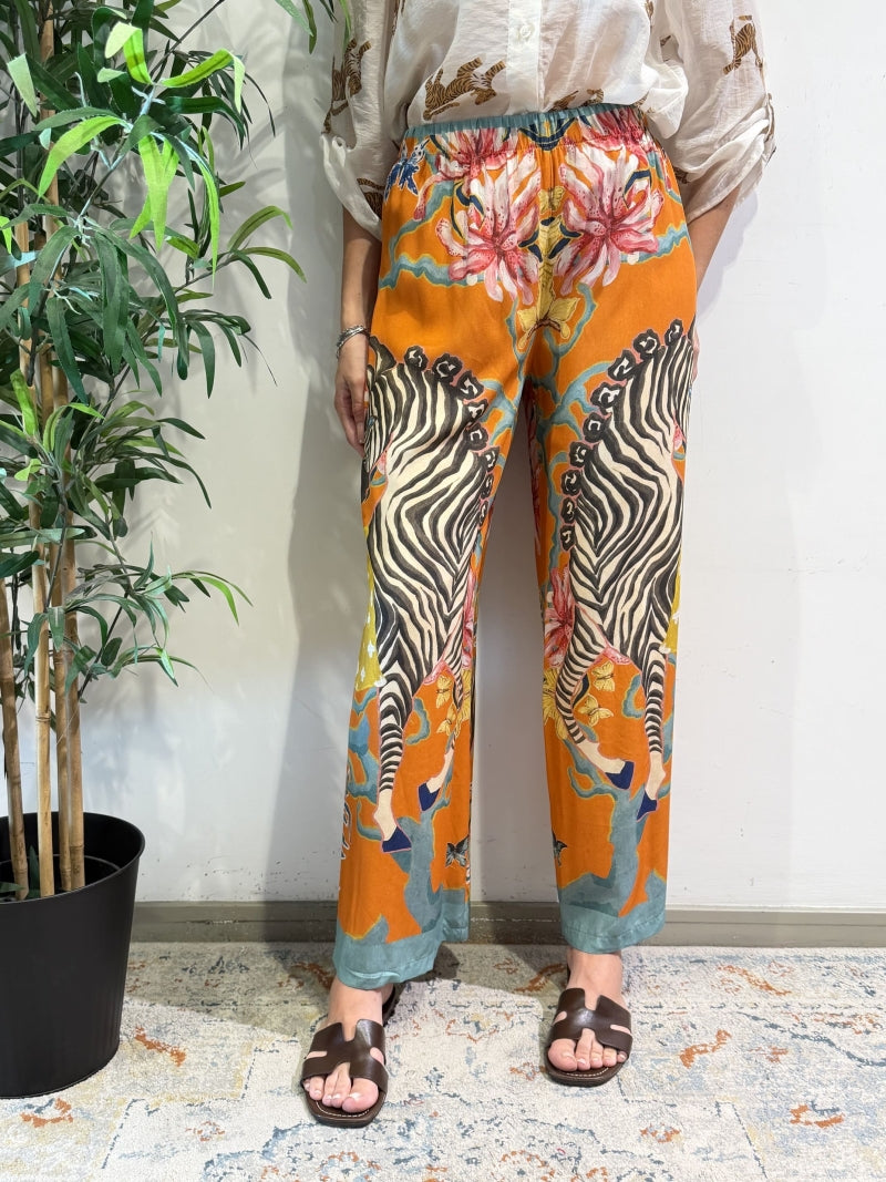 Haveone - Pantalone fantasia zebra arancione