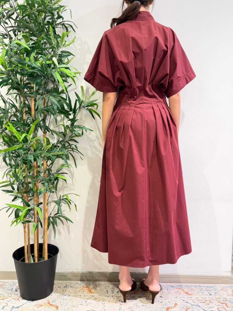 Tensione In - Vestito chemisier con pinces bordeaux
