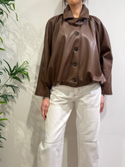 Tensione In - Bomber in ecopelle moro
