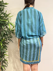 Tensione In - Camicia in mussola a righe celeste e verde
