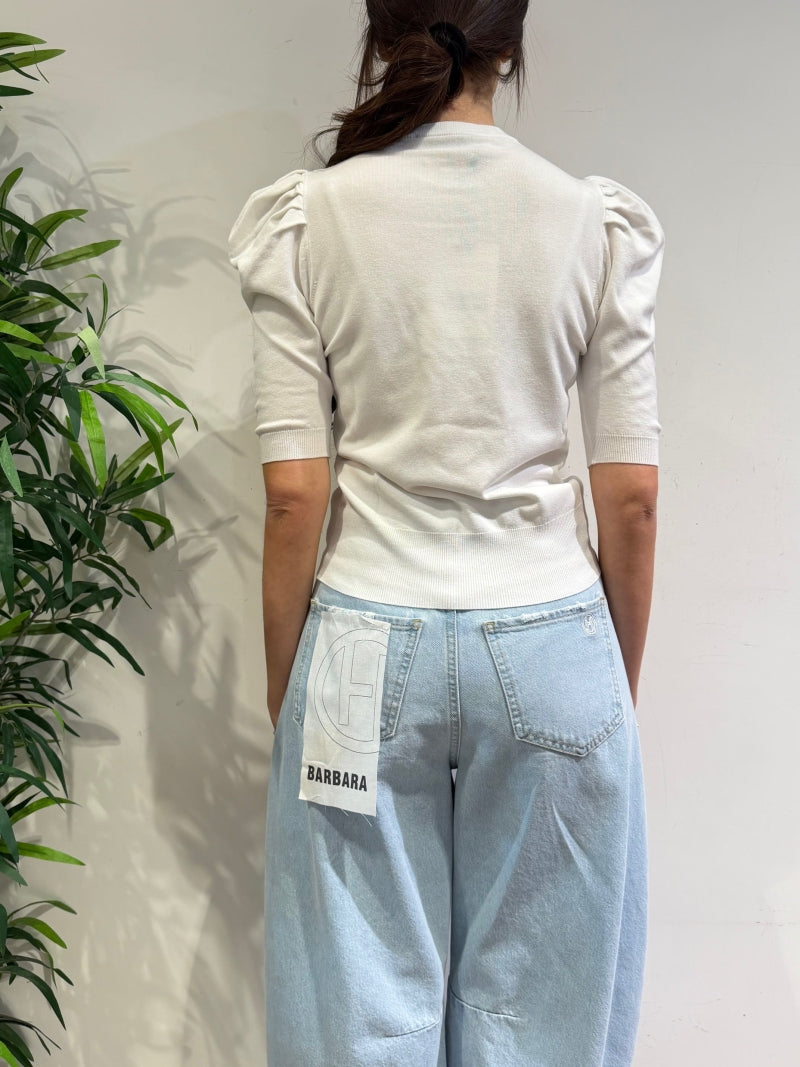 Haveone - Maglia manica a sbuffo bianca
