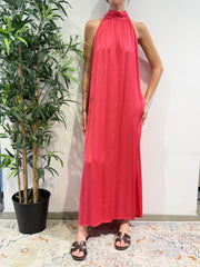 Vicolo - Vestito satin fiocco dietro fucsia