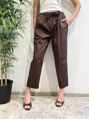 Motel - Pantalone popeline con coulisse moro