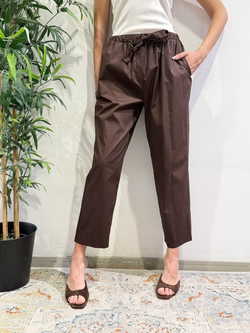 Motel - Pantalone popeline con coulisse moro