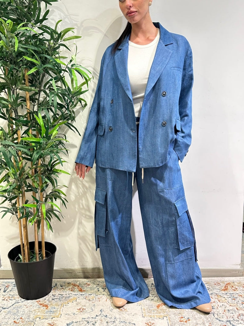 Tensione In - Giacca doppiopetto chambray denim