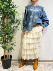 Tensione In - Camicia chambray con ricami in denim