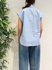 Tensione In - Camicia smanicata tasca paillettes celeste