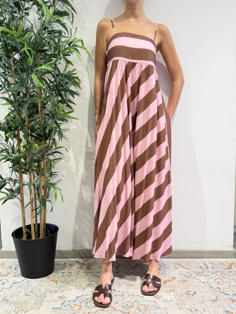 Tensione In - Vestito righe rosa e tabacco