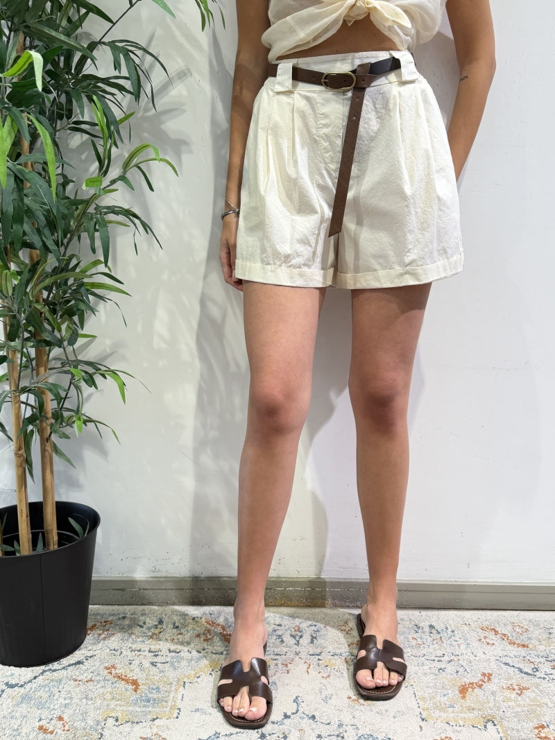 Haveone - Shorts con pinces panna